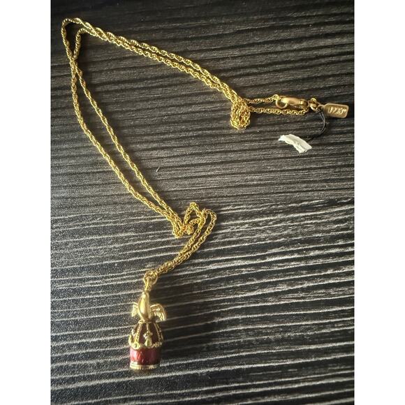 NWT 1928 Jewelry Gold Dove Red Egg Pendant Necklace - Picture 1 of 5